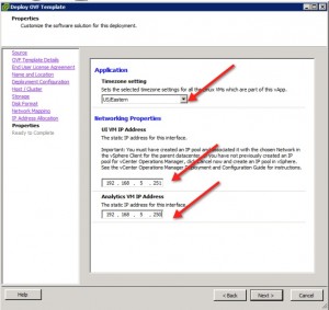 vCenter Operations Manager 5.3 Install Select IP Address